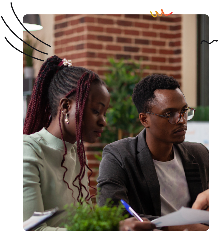 Startup team collaborating